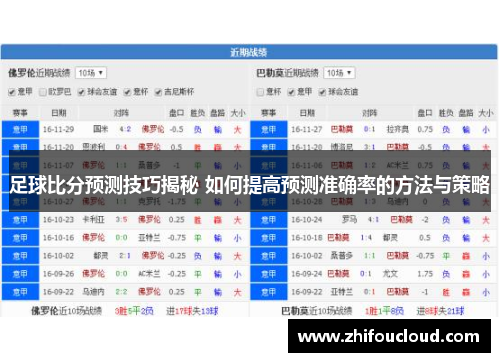 足球比分预测技巧揭秘 如何提高预测准确率的方法与策略